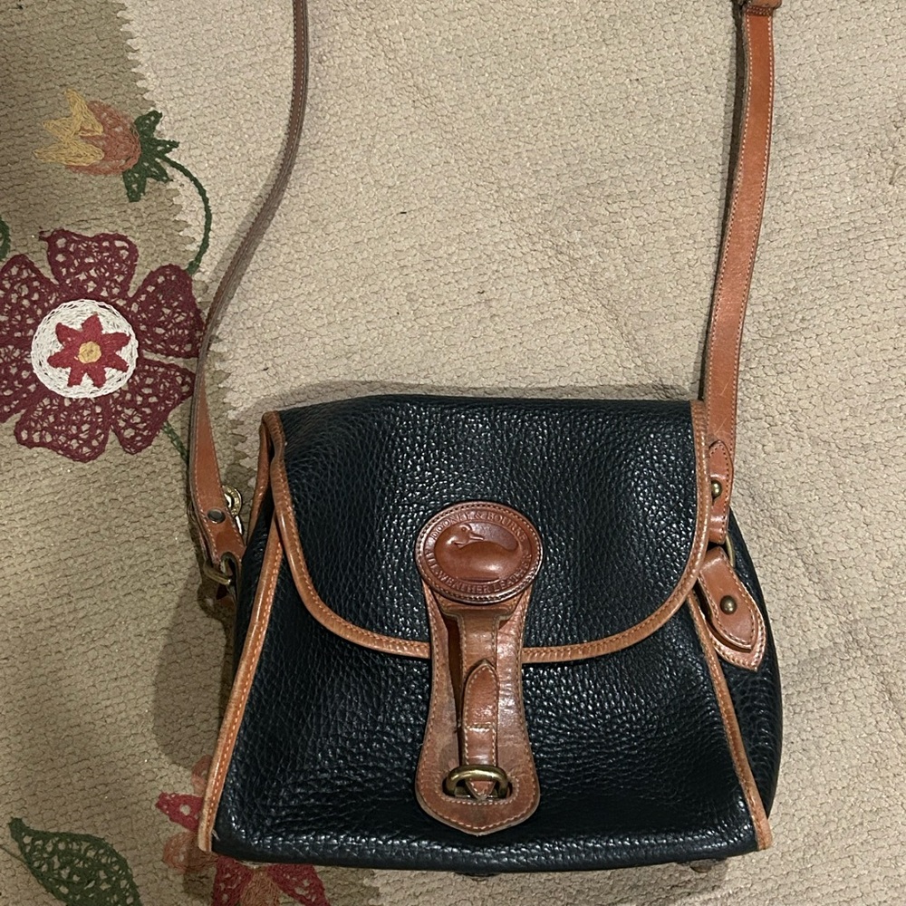Dark blue and Brown Leather Women's Bag